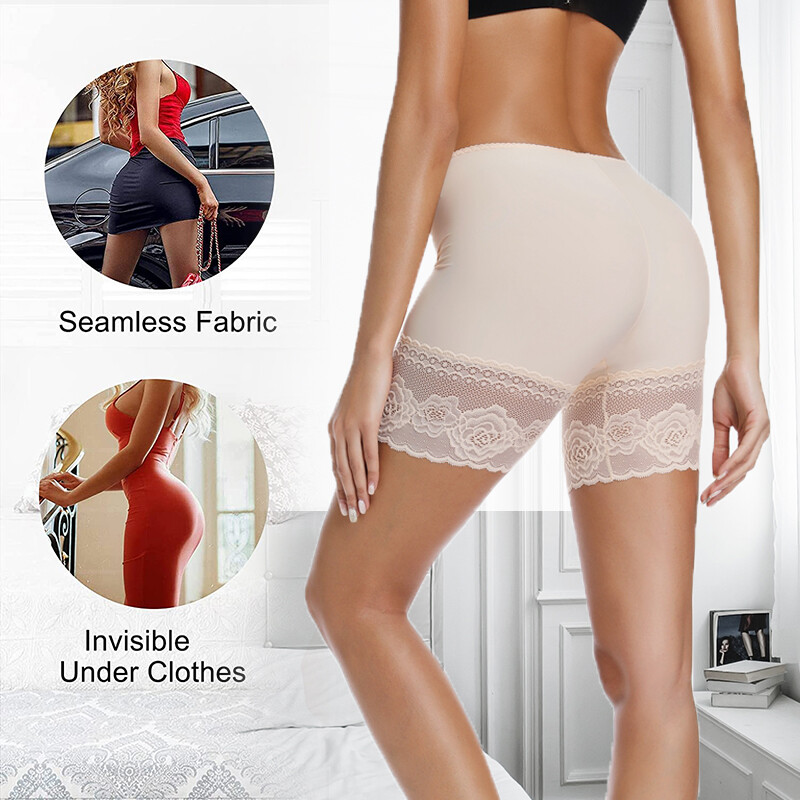 Womens Slip Shorts Anti Chafing Underwear Mid Thigh Wide Lace Boyshorts Pants