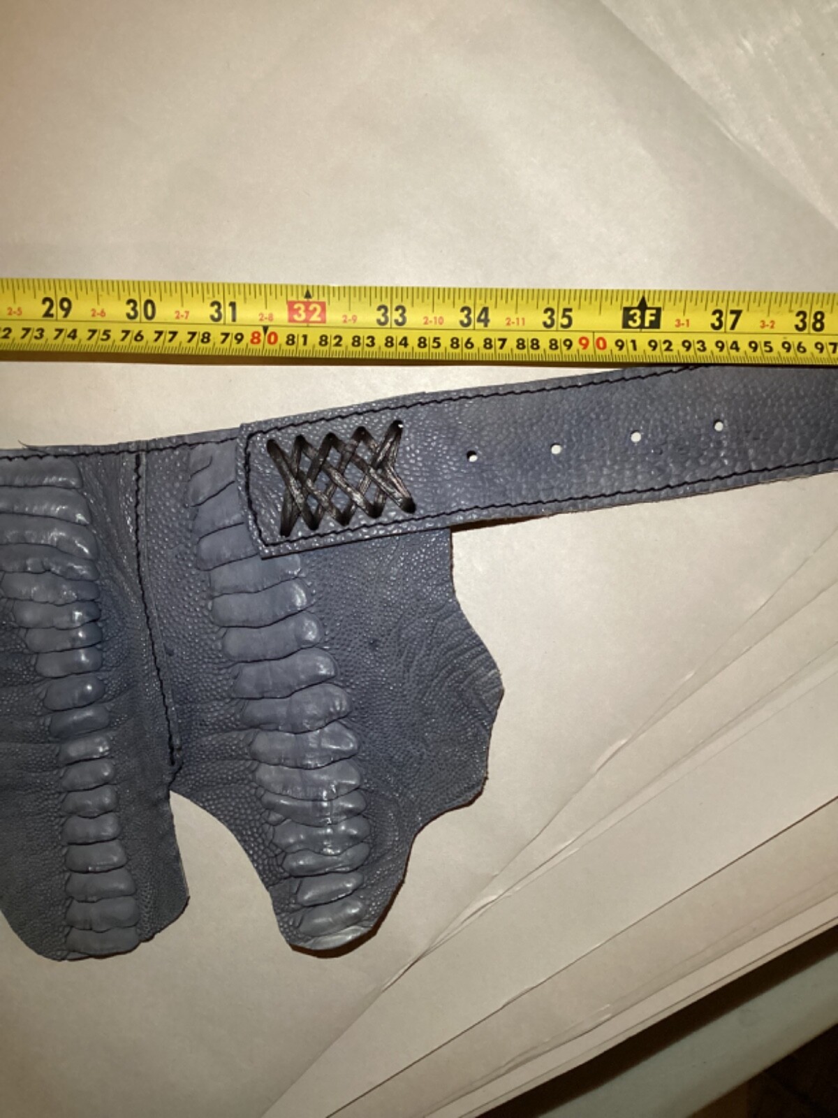 The Divine Tribe NYC Oval Blue Leather Belt 34.5″ – 38.5″