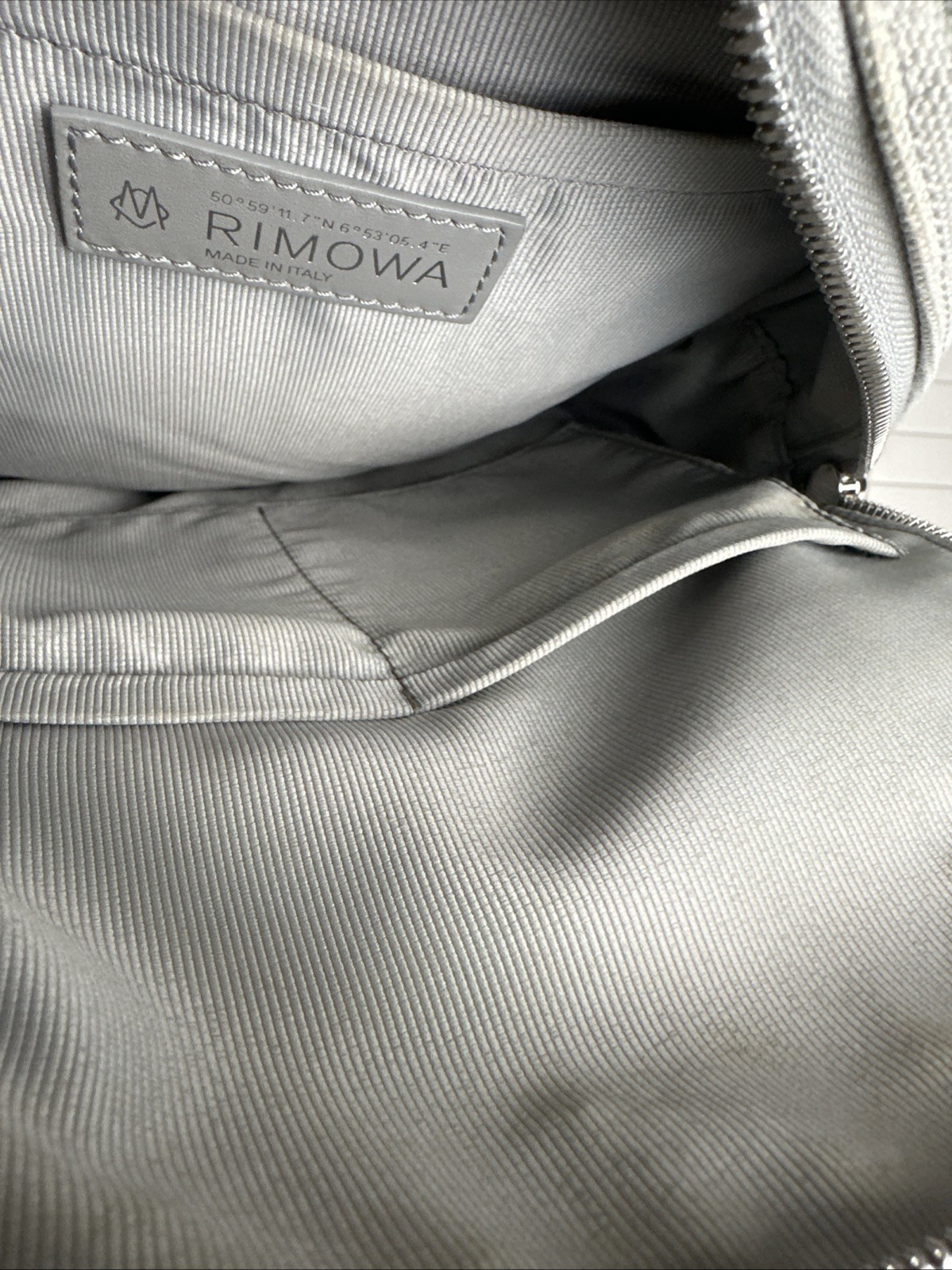 RIMOWA Never Still Canvas Mini Backpack Light Grey Silver Hardware Made In Italy