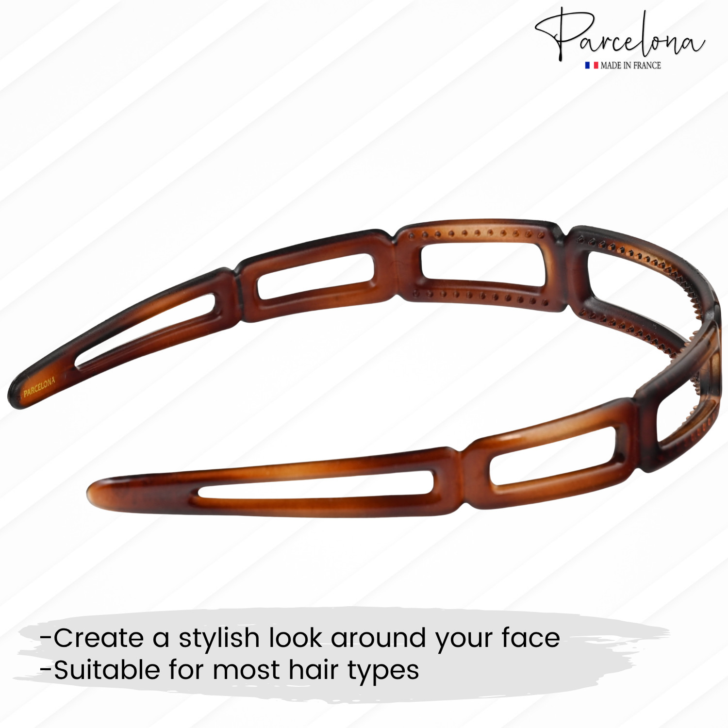 Parcelona Open Geometric Tortoise Acetate Headband French Lightweight Hairband