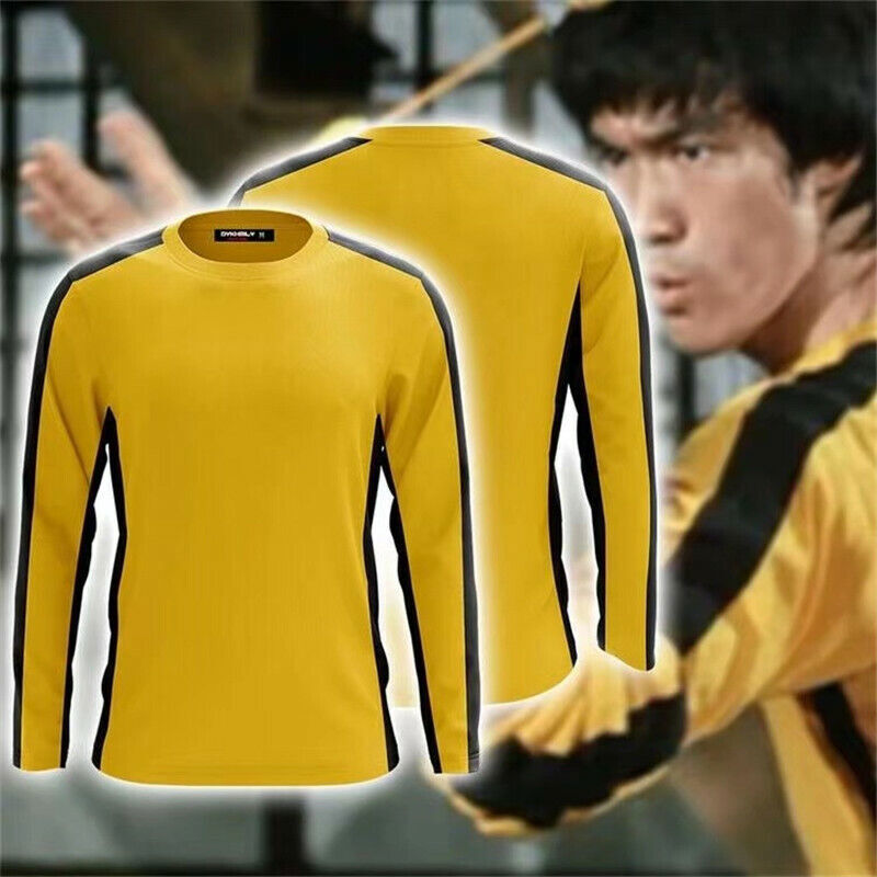 Death Game Surrounding Bruce Lee Casual Yellow Sports T-shirt Top Trousers Cos