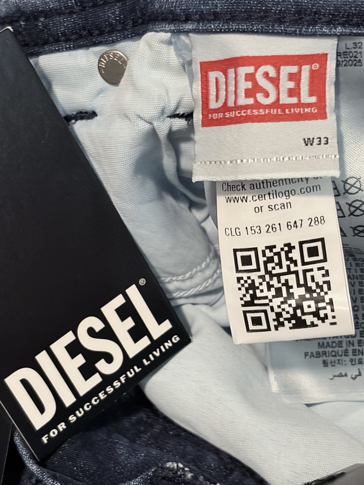 NWT Diesel Zatiny-X Slim Bootcut Jeans Men 33×32 Blue Wash Denim Pants MSRP $250