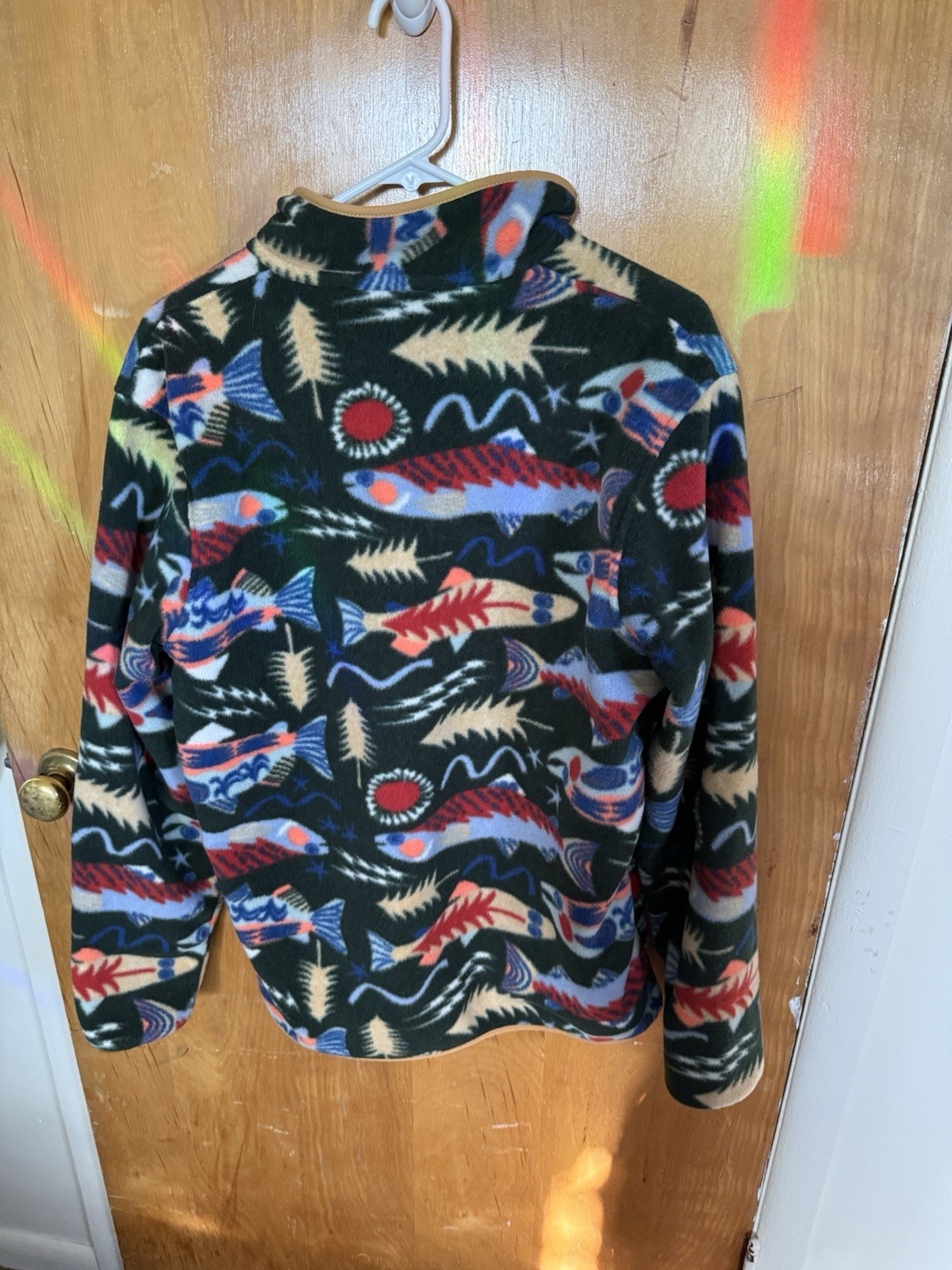 Patagonia Men’s M Synchilla Snap. Old growth/salmon pattern. Lightly worn