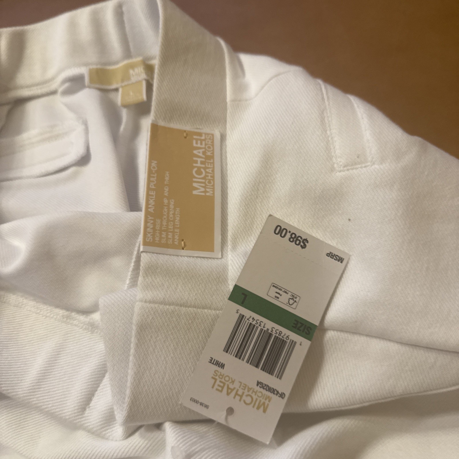 Michael Michael Kors White Ankle Pull On Pants High Rise Large