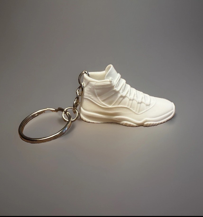 Mini Jordan 11 inspired 3d keychain. 2pc Black & White plastic sneaker