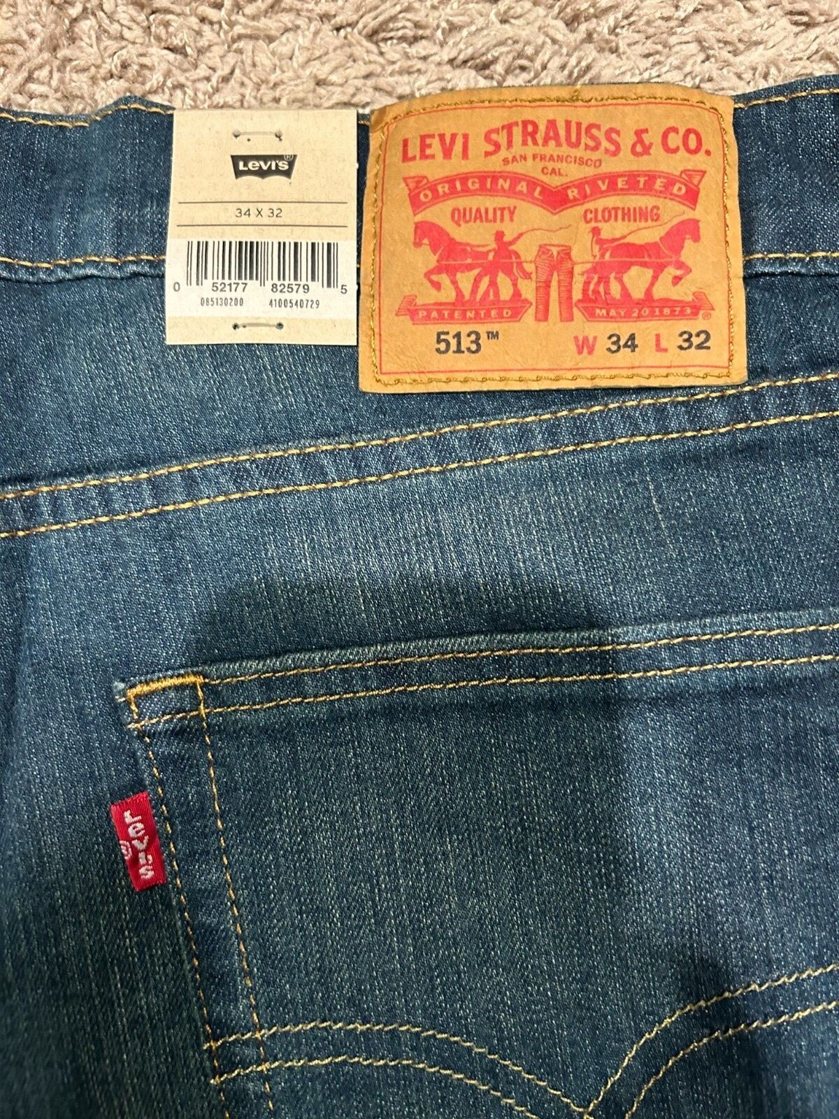 Levi’s 513 Slim Straight Blue Jeans W/ Stretch Men’s Sizes RT$69.5 NWT 0200