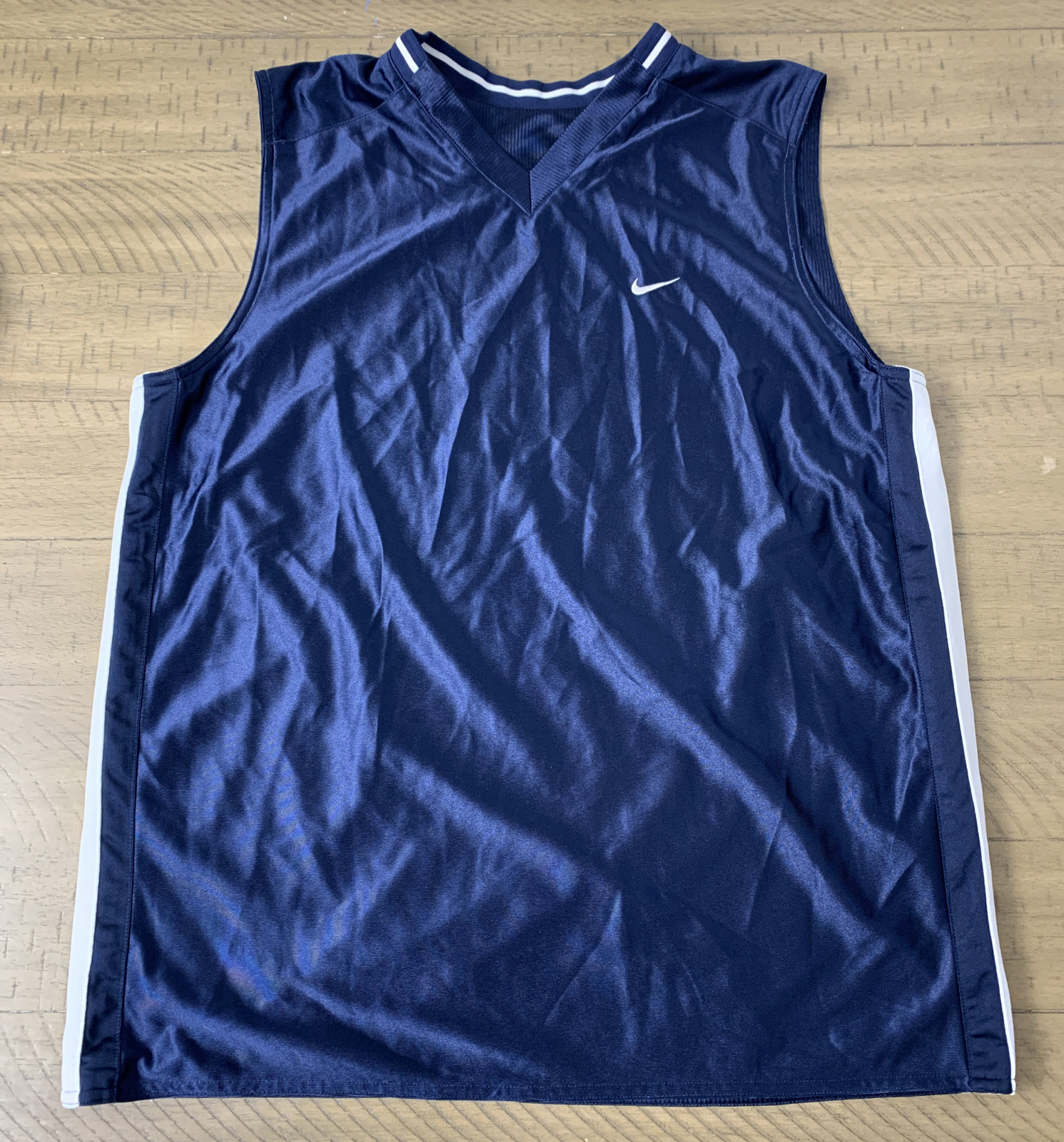 Nike Dazzle Silky Shiny Navy Sleeveless Basketball Reversible Jersey ( READ)