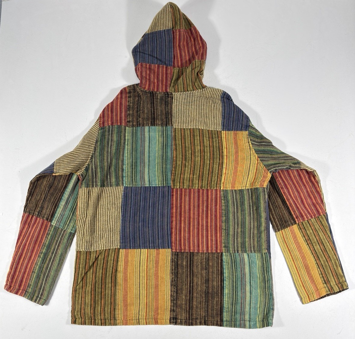Like International Patchwork Hoodie Boho Hippie Festival Nepal XL Cotton Tassel