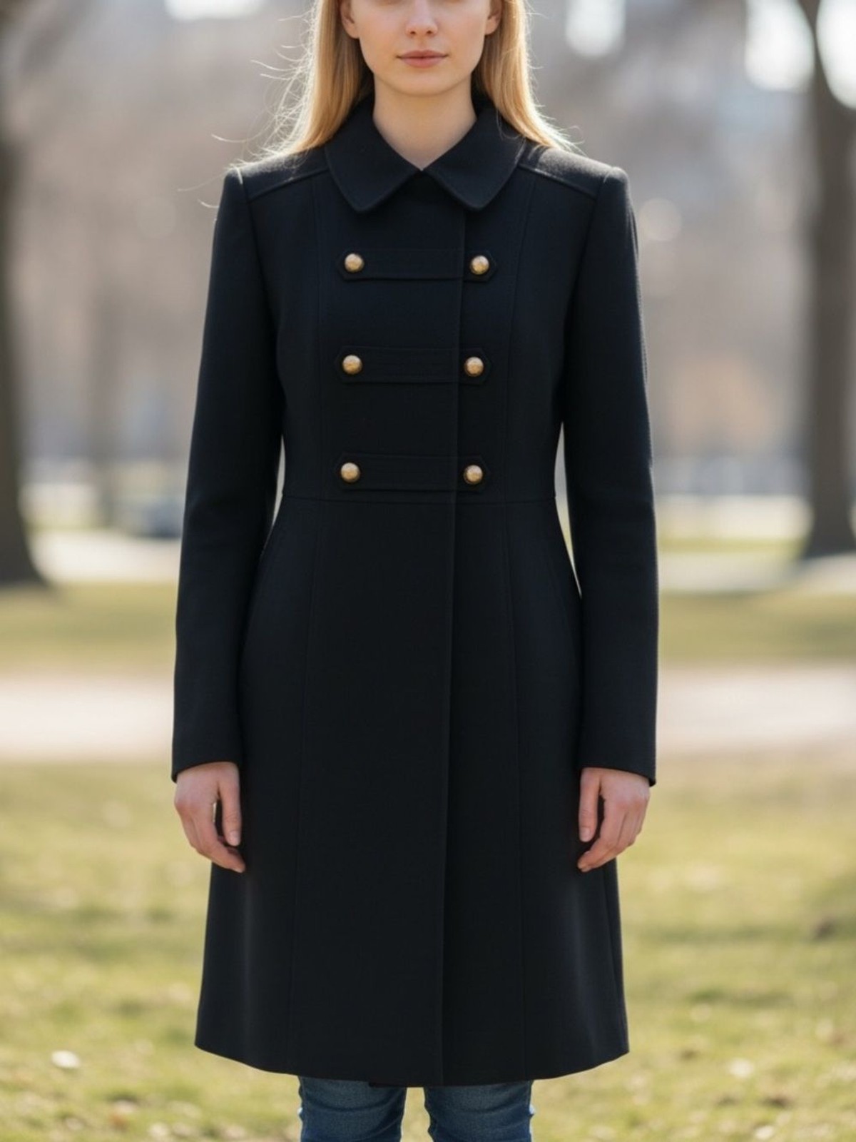 NWT Tahari Arthur S. Levine Navy Military Button Coat