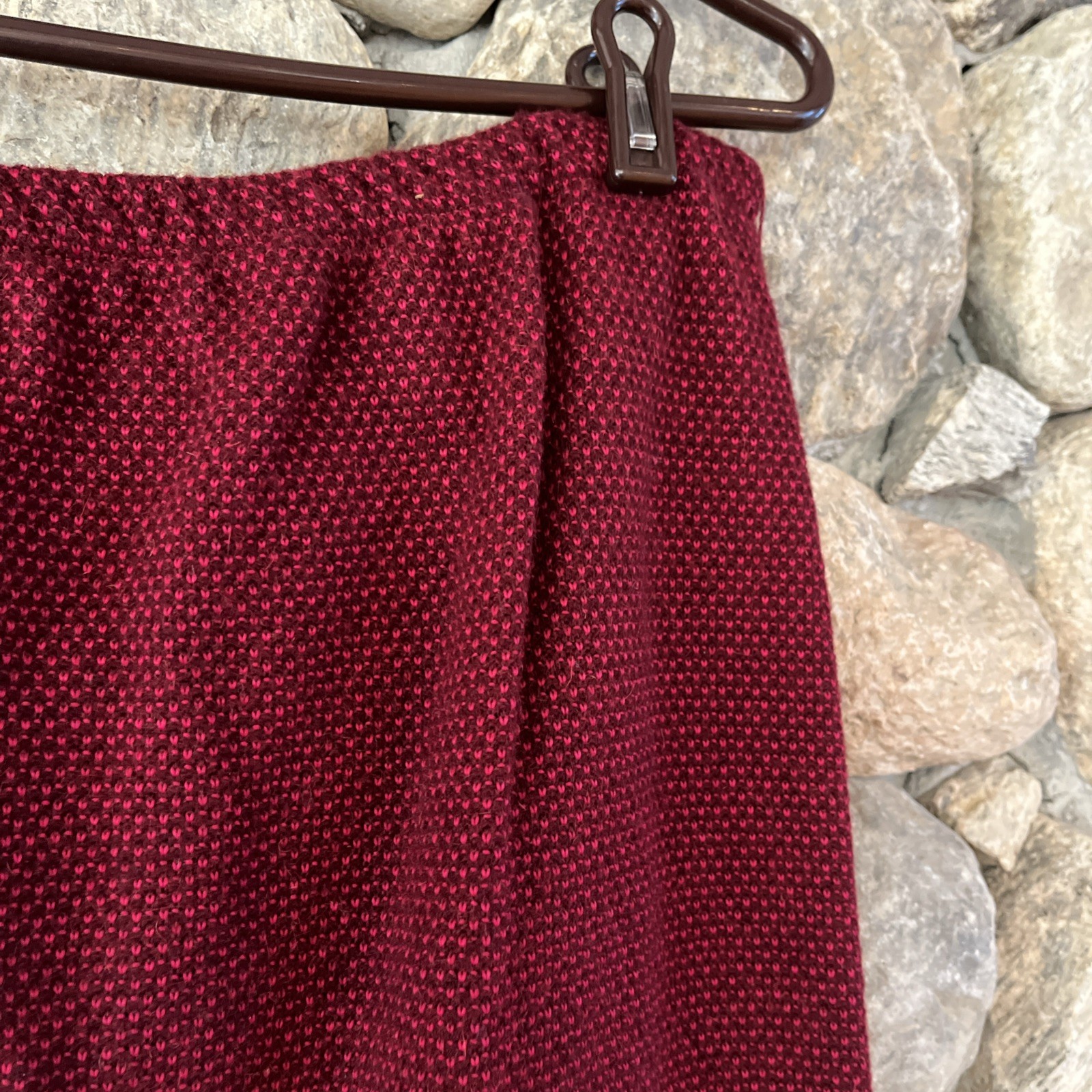 Castleberry Cranberry Red Black Knit Wool Blend Skirt Suit Set Jacket Top 3 Pcs