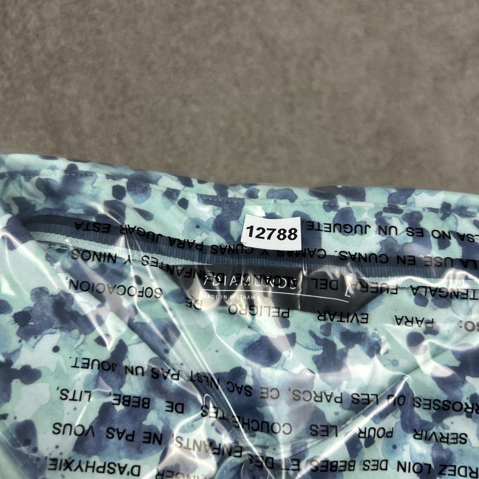 7 Diamonds Shirt Mens Large Performance Golf Polo Blue Green Watercolor Stretch