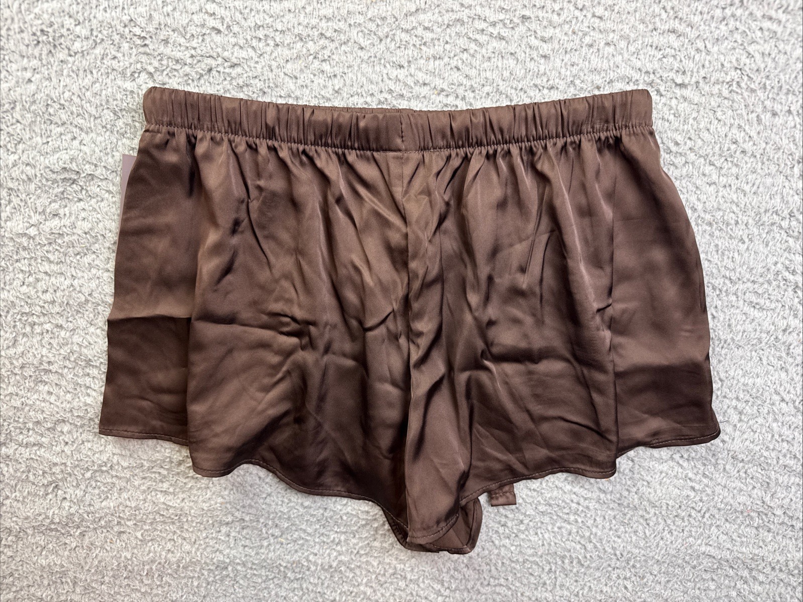 Auden Womens XS Brown Satin Pajama Shorts