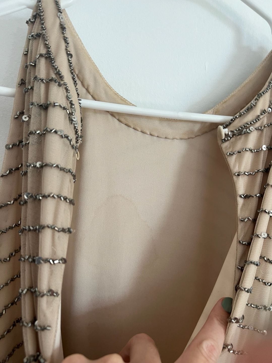 Adrianna Papell Madigan Art Deco Beaded Halter Blouson Gown