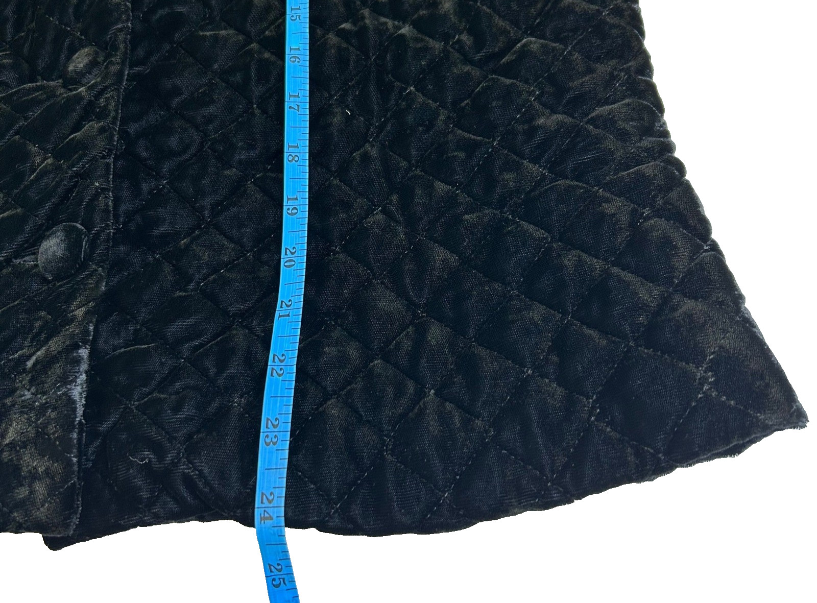 Black Velvet Quilted Blazer Jacket Button Front Collar Womens Dressy Sz Medium