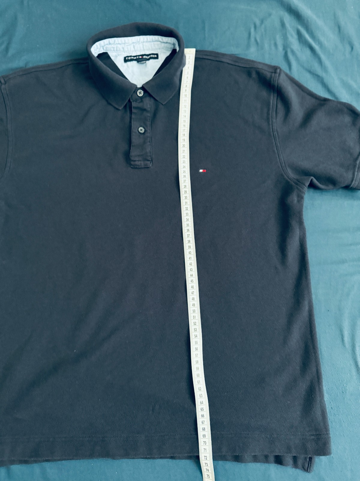 TOMMY HILFIGER Mens Shirt Polo Navy Blue XL 100% Cotton