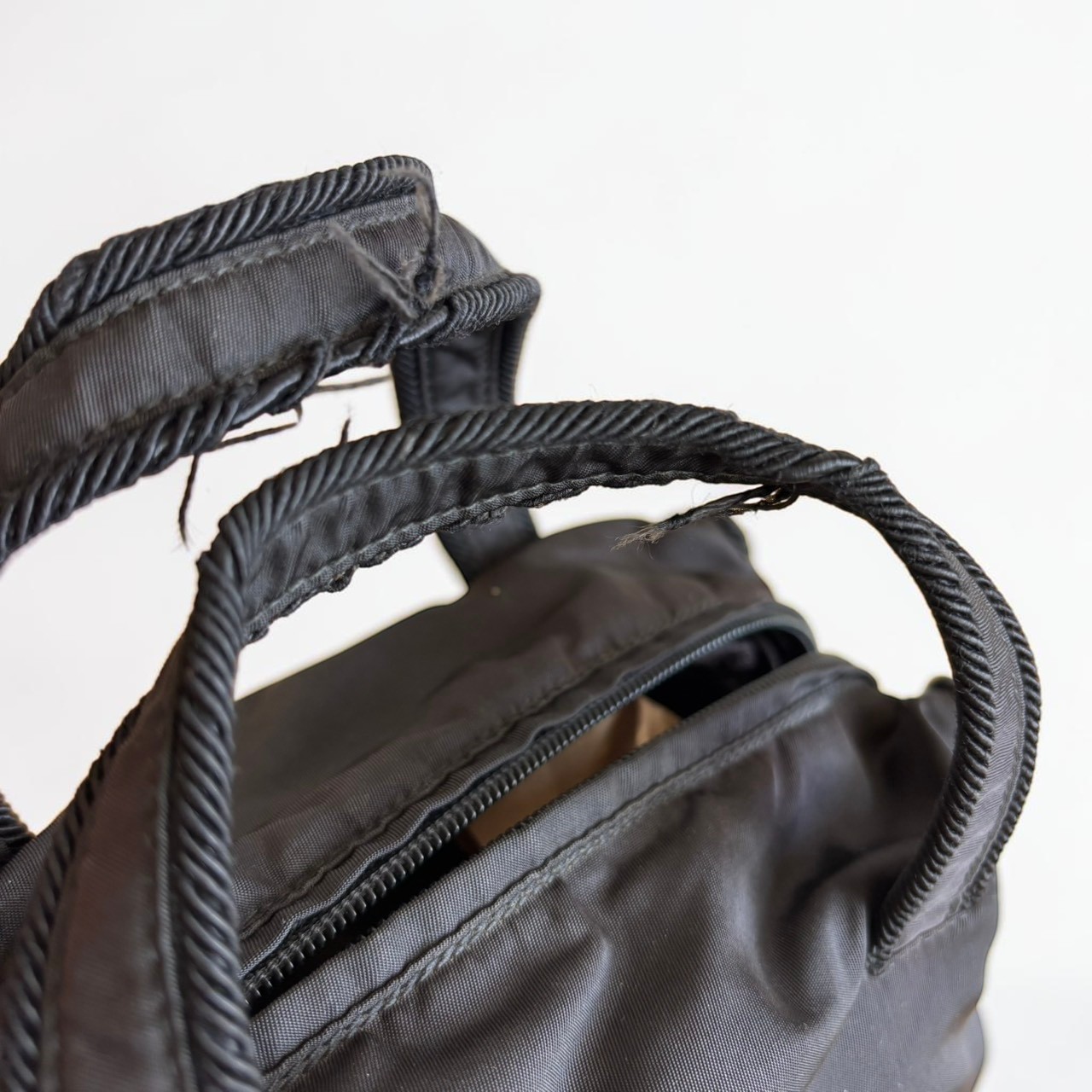 PRADA Handbag Black Tassel Logo Vintage Nylon