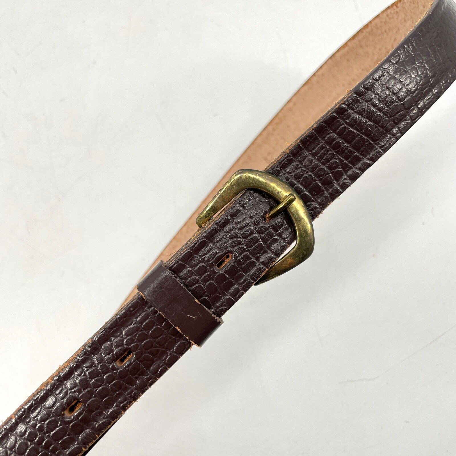 Vintage Brown Steer Hide Belt Size 32 textured womens. genuine 100% real Leather