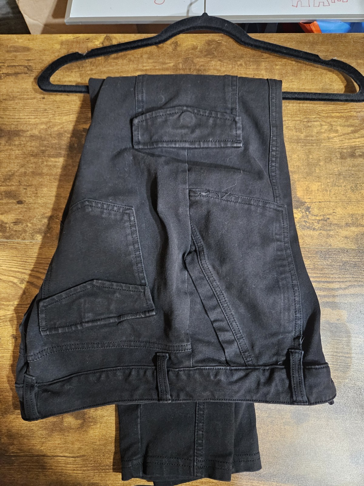 Black Cotton Canvas Cargo Pants M 32″ Waist Straight Leg Flat Front Pockets