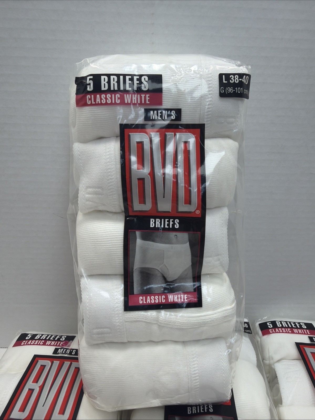 BVD Men’s 5 Pair L 38-40 Classic Cotton Briefs Underwear Large 1 Pack
