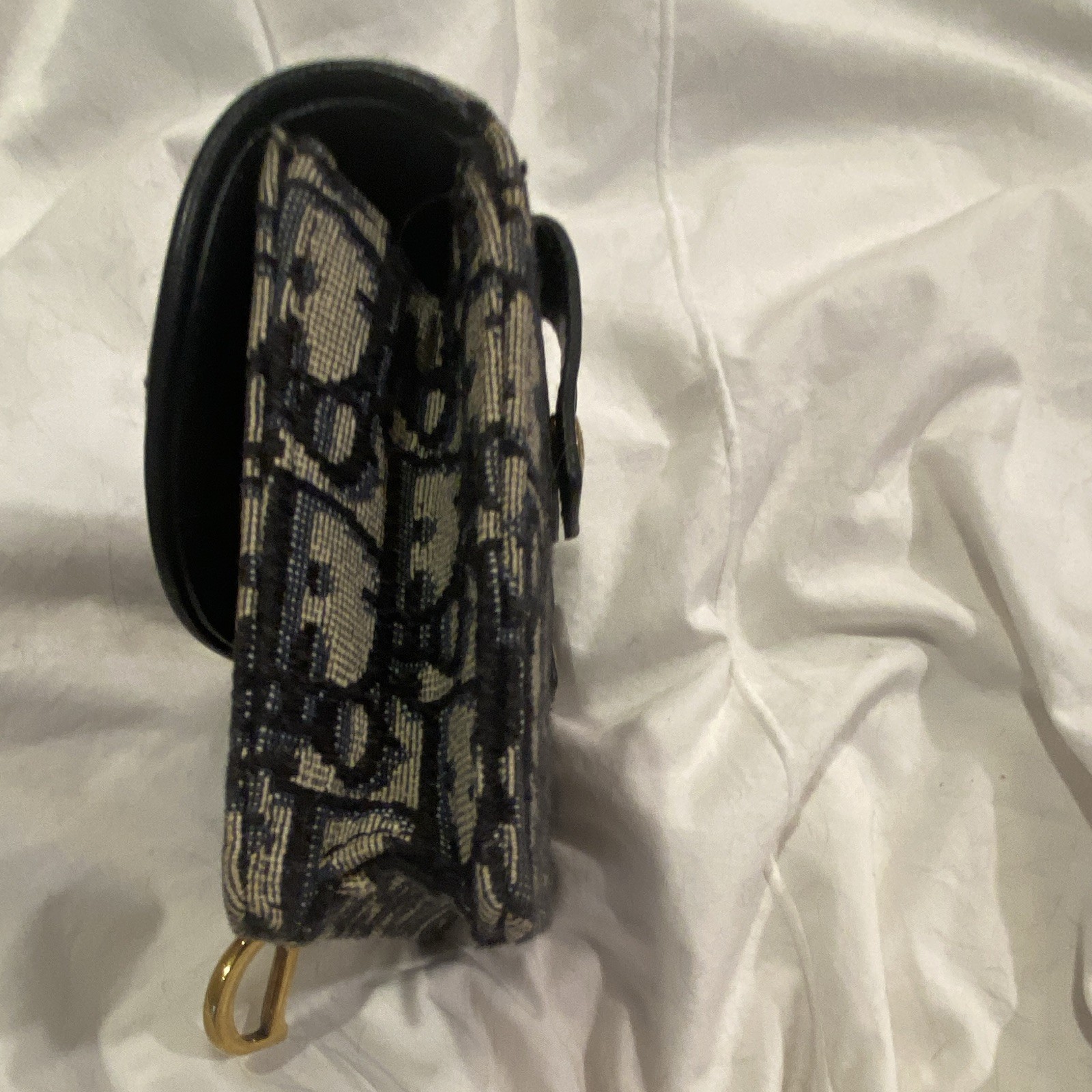 Dior Monogram Bum Bag with Dior D Buckle Beige Navy – includes strap.