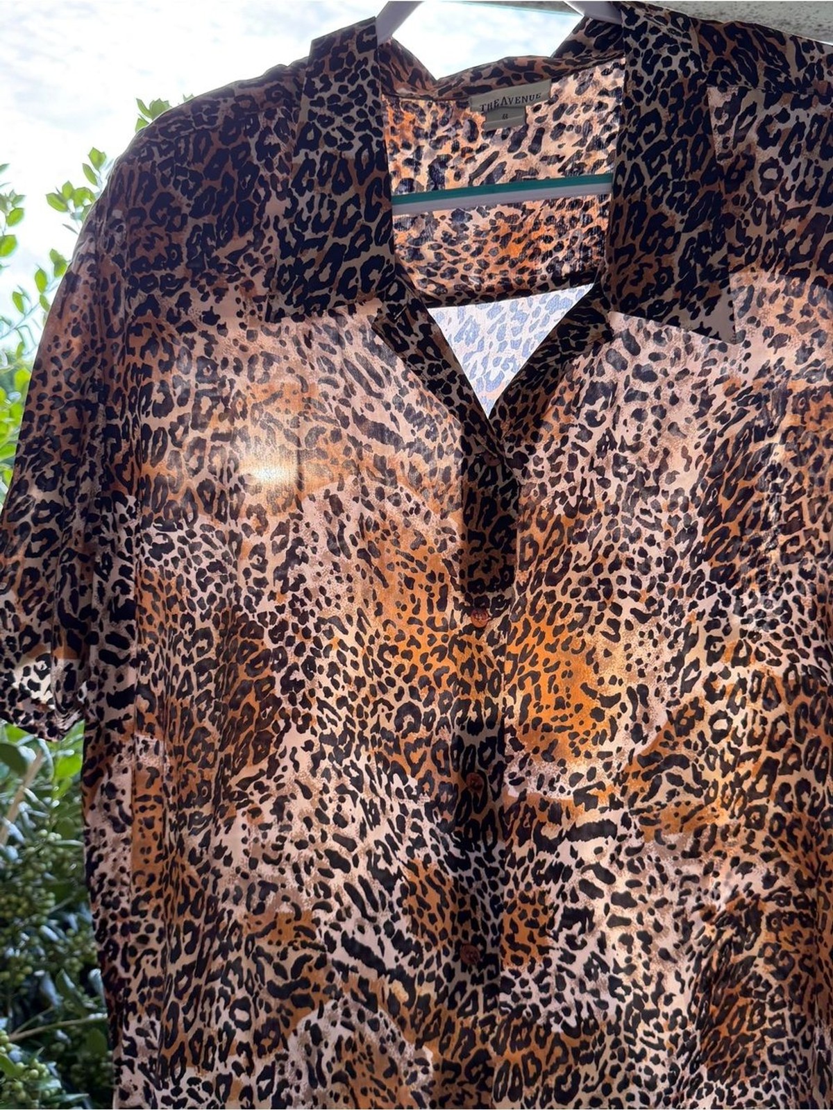 The Avenue 100% Silk Leopard Print Blouse Women’s 22/24 Plus Size
