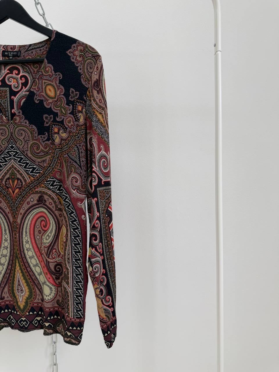 ETRO Milano Paisley Wool Blend Long Sleeve Top