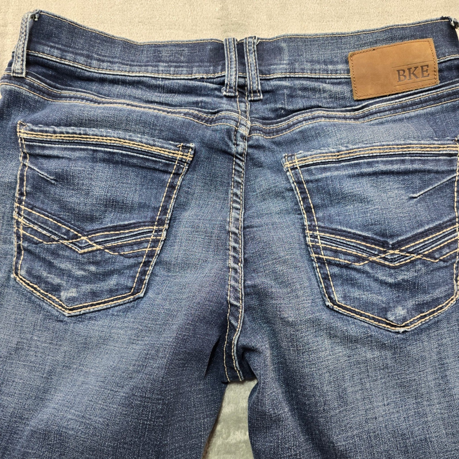 BKE Buckle Jake Straight Leg Jeans Mens 36 Dark Wash Stretch Denim Western Blue