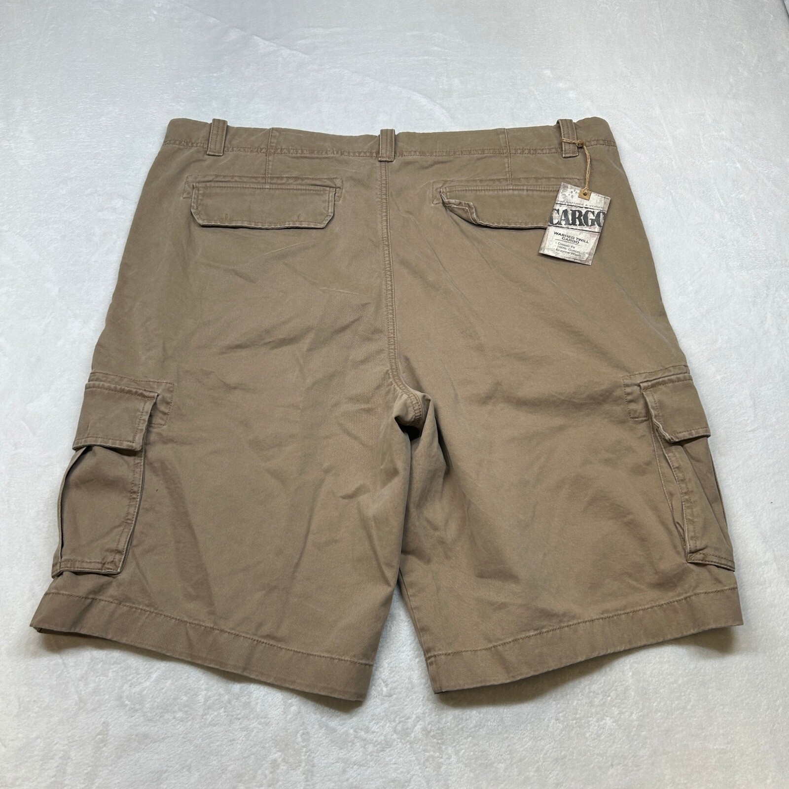 Roundtree & Yorke Cargo Shorts Mens 46 Tall 13″ Inseam Washed Twill Classic NEW
