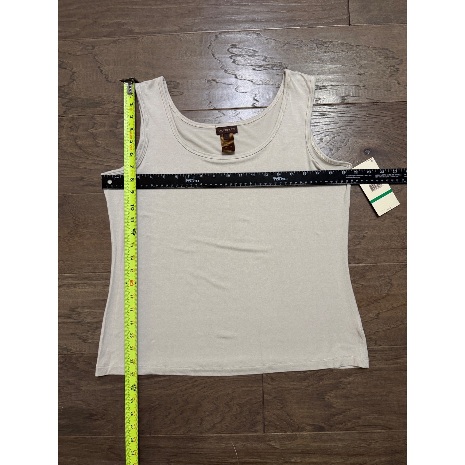 Multiples Womens Large Beige Scoop Neck Sleeveless Tank Top Rayon Spandex NWT