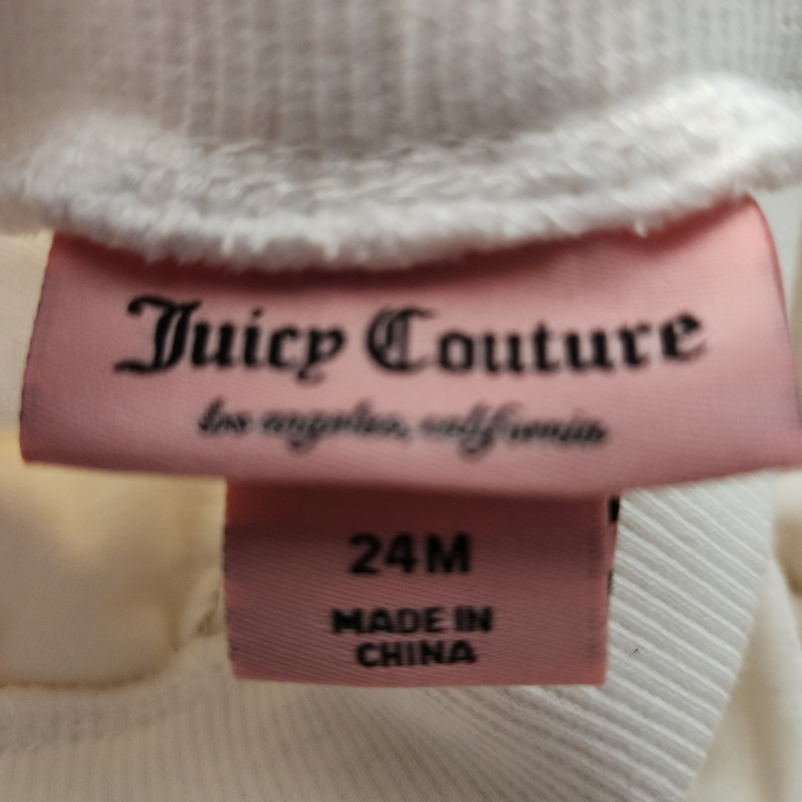 Juicy Couture White Velour 2pc Zip Hoodie & Pants Set 24M Embroidered Logo