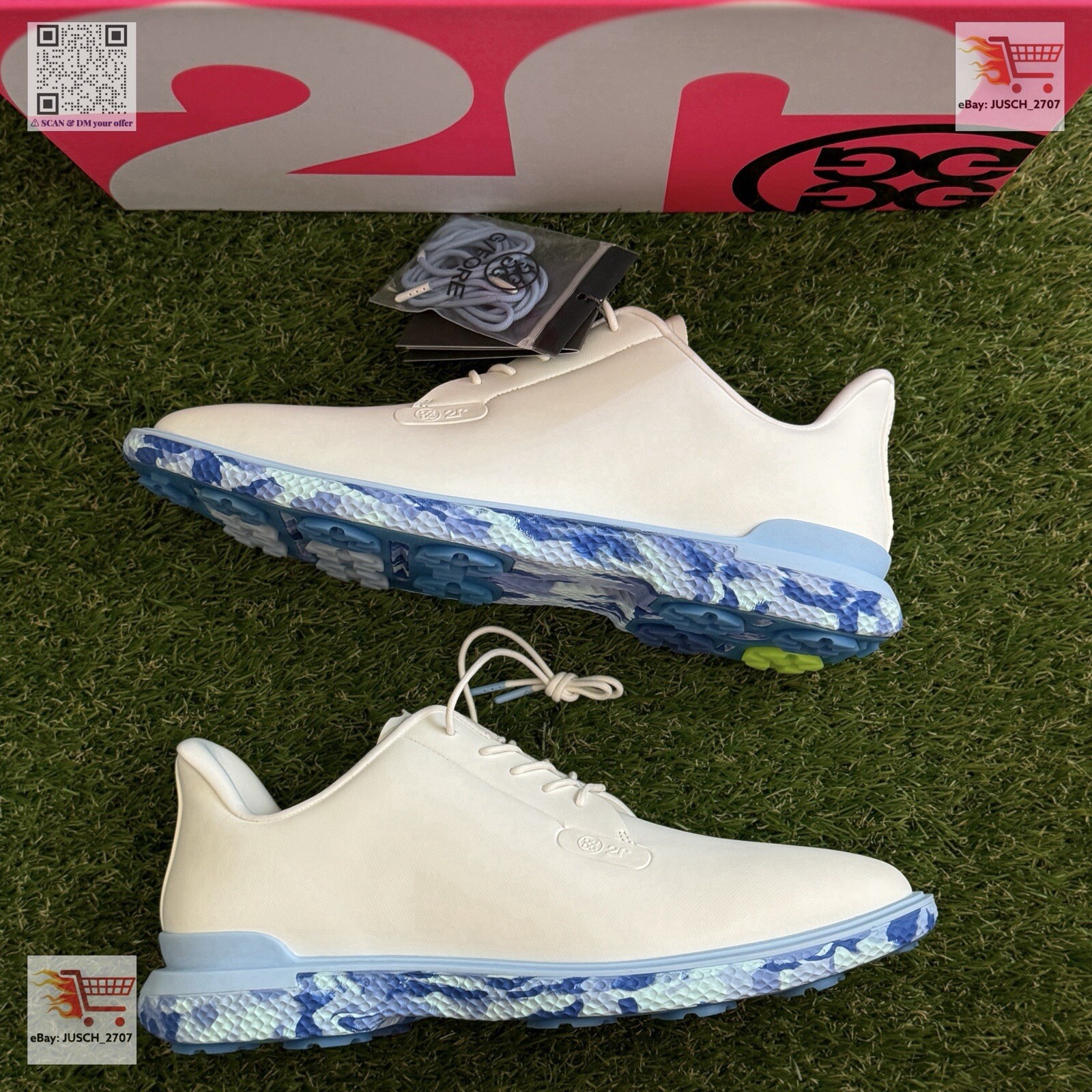 G/Fore G4 Camo Gallivan2r TPU Golf Shoe Sneaker⛳️ US 13 ⛳️ White Ice Blue Camo