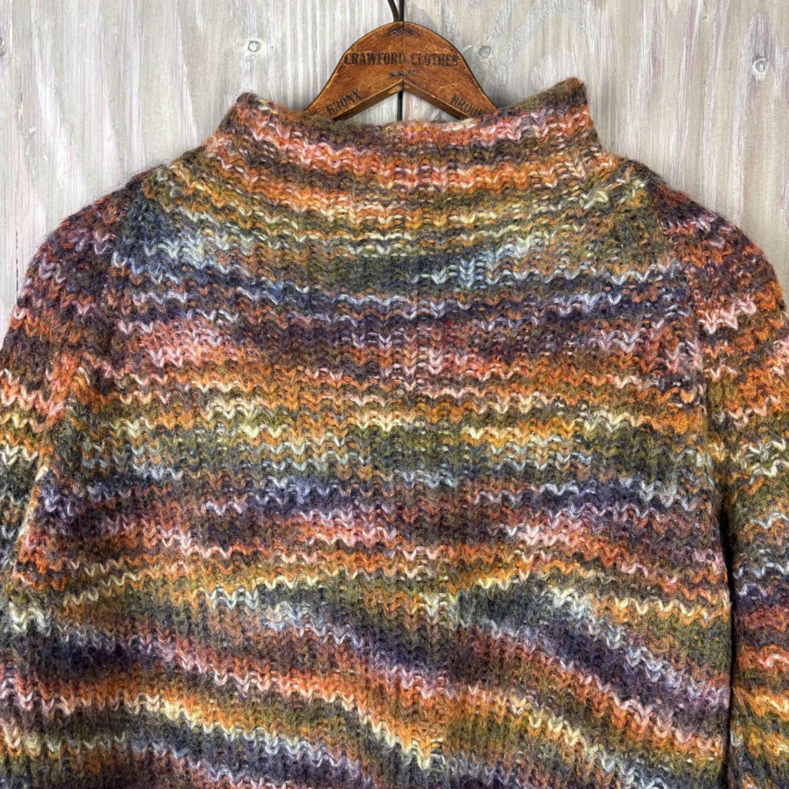 Jones New York Sport Space Dye Wool Blend Mock Neck Sweater Womens L Colorful