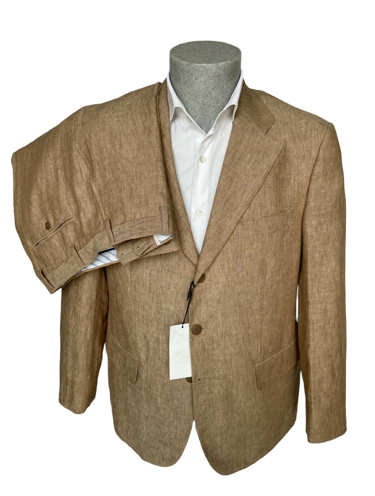 Abito uomo Confitalia, beige tinta unita in Puro Lino DROP 6, sconto 60%.