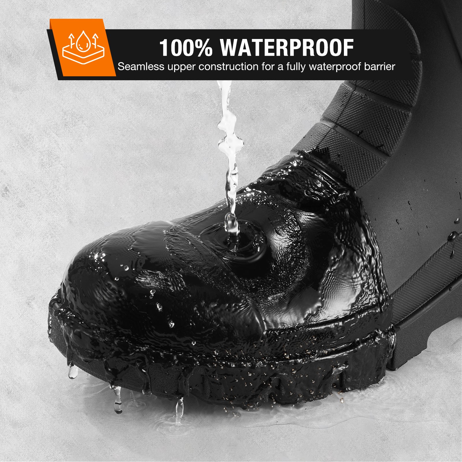 NINGO Men Steel Toe Waterproof Rain Boot Puncture & Slip Resistant Mud Work Boot