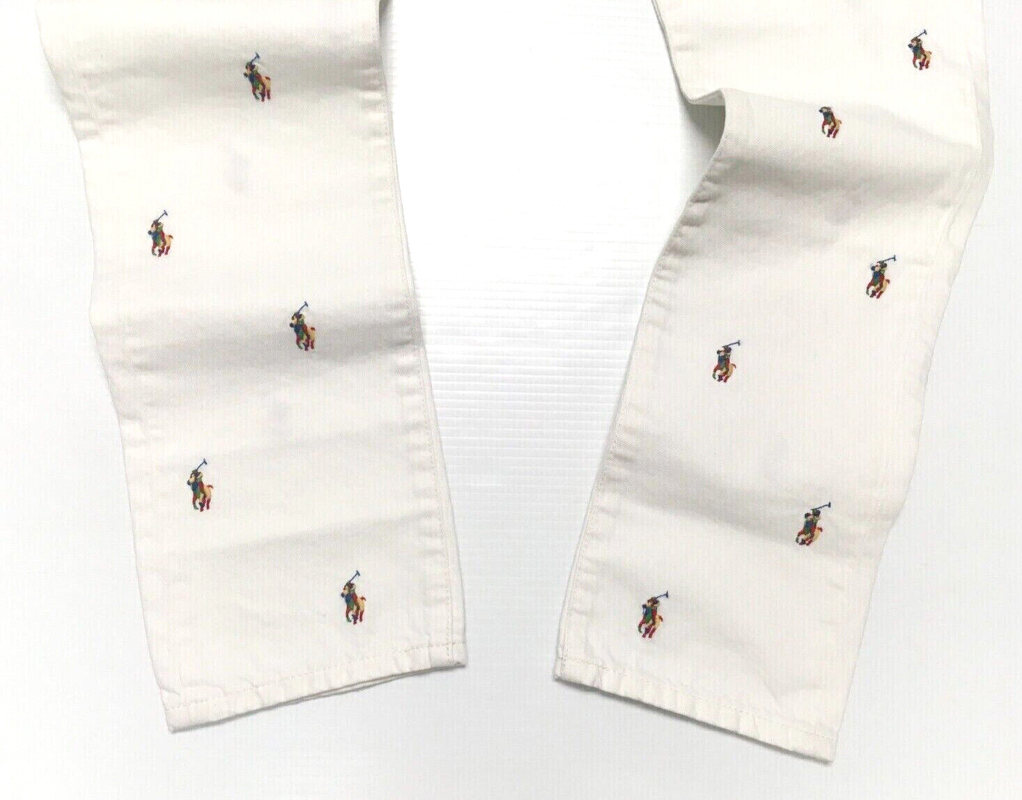 Polo Ralph Lauren Allover Pony Embroidered Varsity Preppy Royal White Slim Jeans