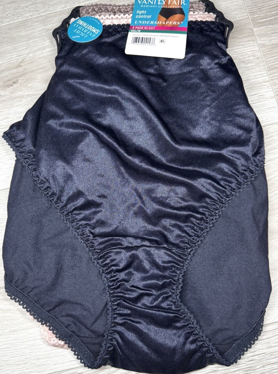 VANITY FAIR Women 3-Pair Undershapers Hi Cut Underwear Panties Nylon Size 5XL 12