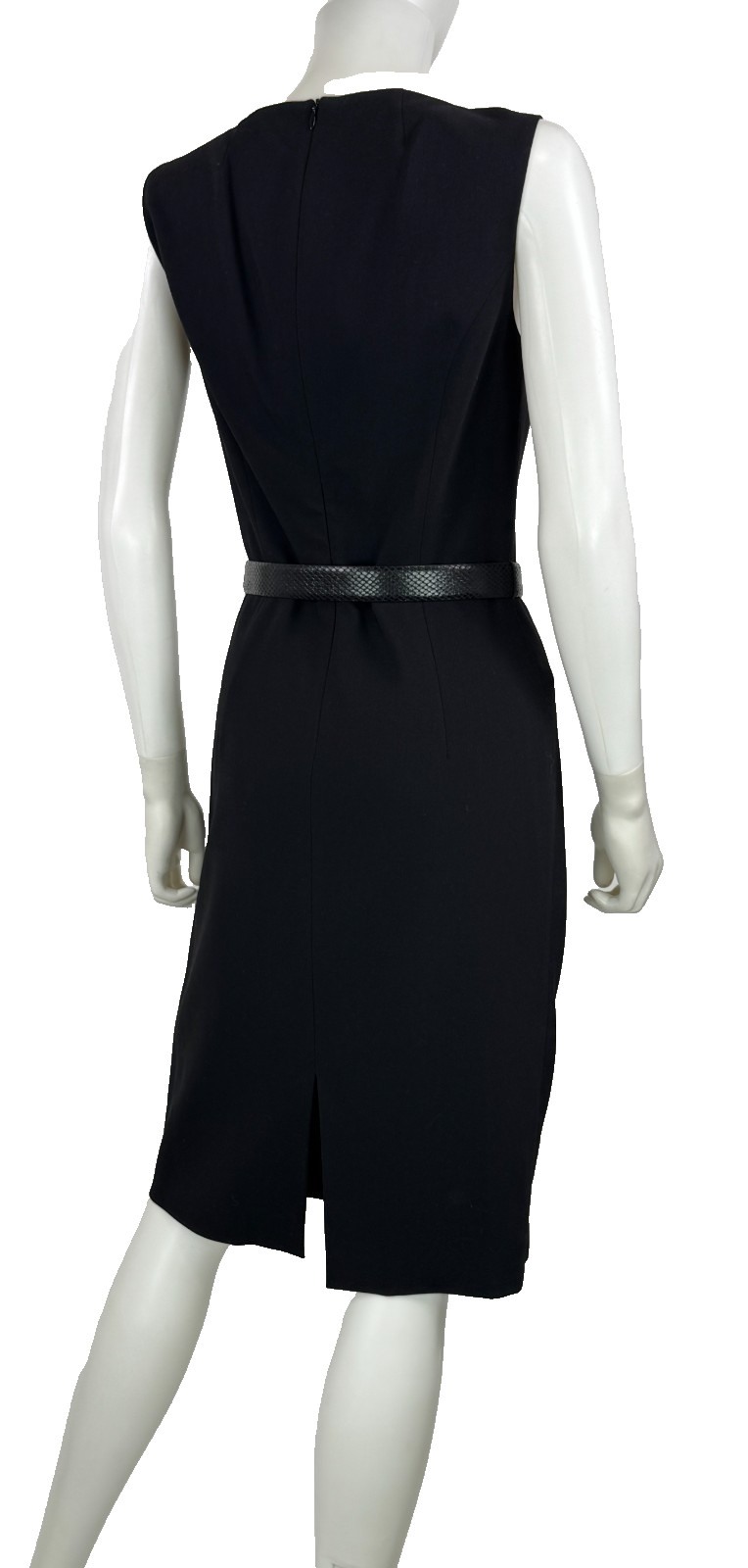 $1.7K Michael Kors Italy Black Wool Dress 6 US 42 IT M Zip Leather Belt Runway