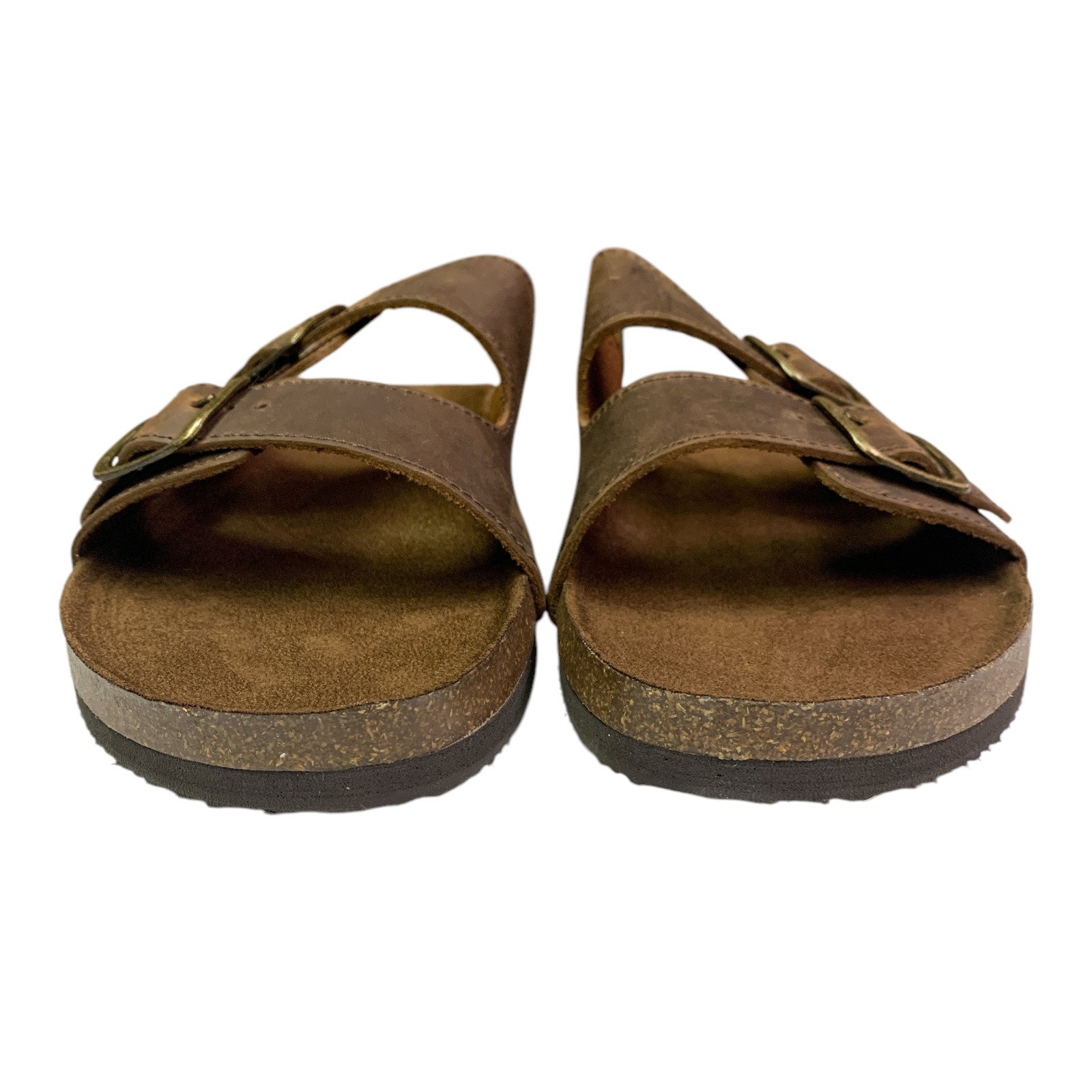 Mountain Sole Women’s Double Buckle Easy Slide On Sandal (Brown, 11)