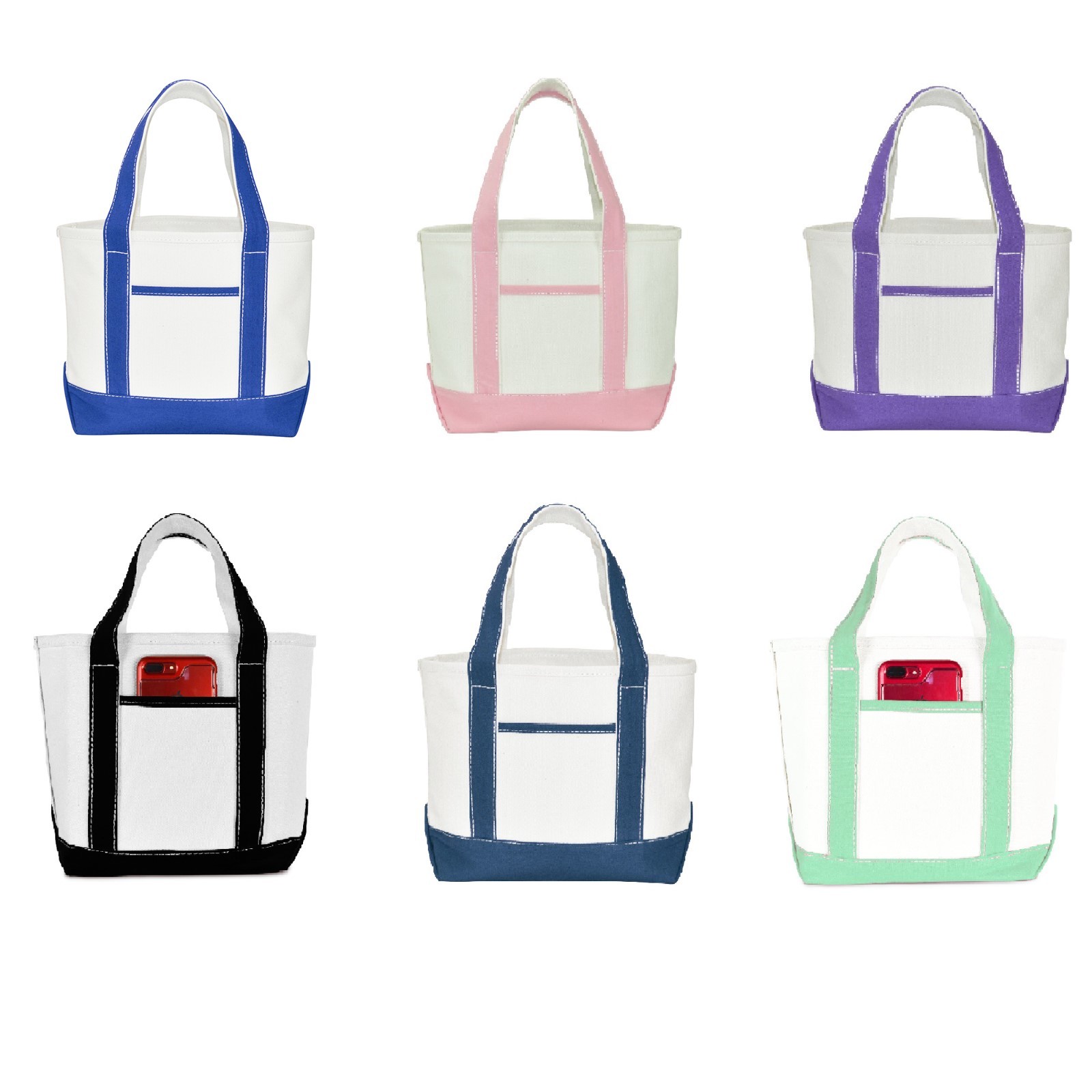 DALIX 14″ Small Cute Cotton Canvas Gift Tote Wedding Bag Pink Purple Red Blue