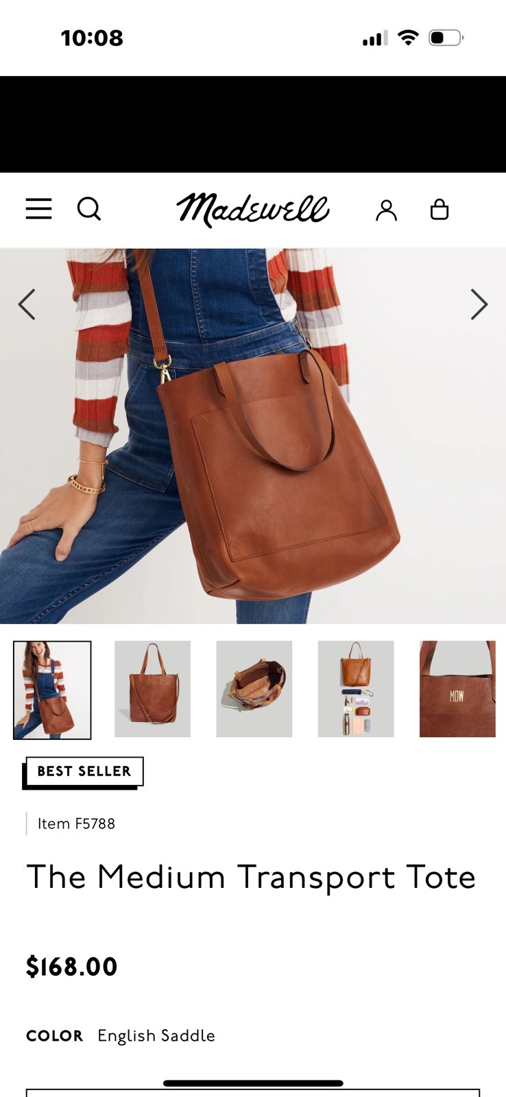 BEAUTIFUL Madewell medium Transport Tote Crossbody Leather Bag tan color