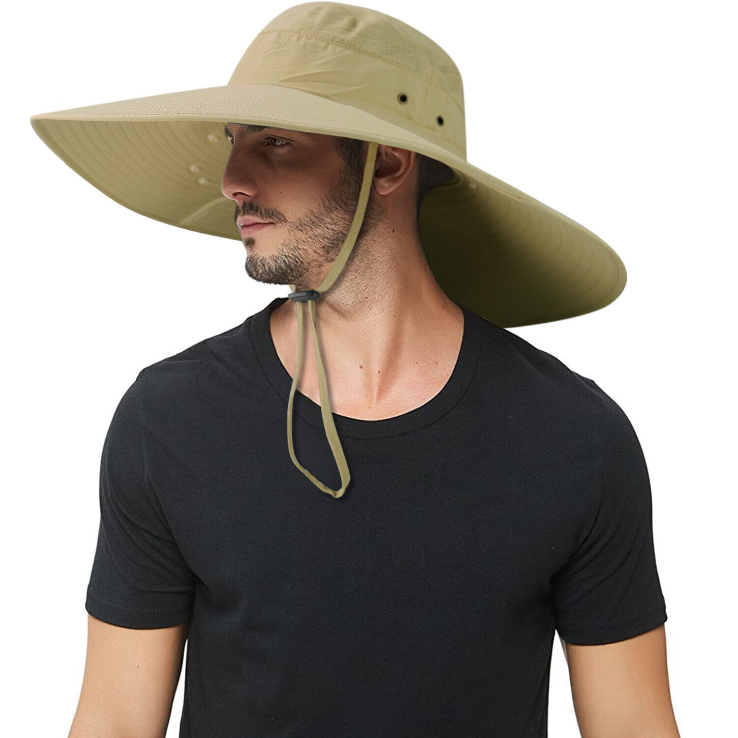 Wide Brim Sun Hat UV Protection Bucket Cap For Hiking Camping Fishing Safari Men