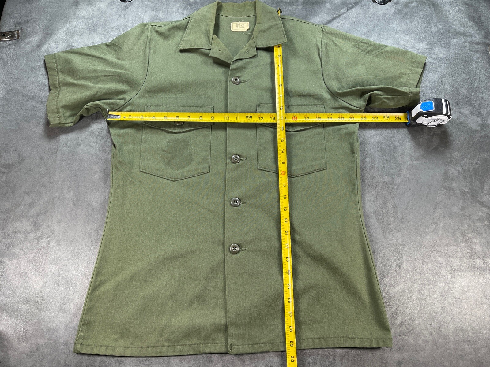 OD Green Button Up 15.5 x 31 US ARMY Vietnam Era 8405-00-015-0005 Shirt No Patch