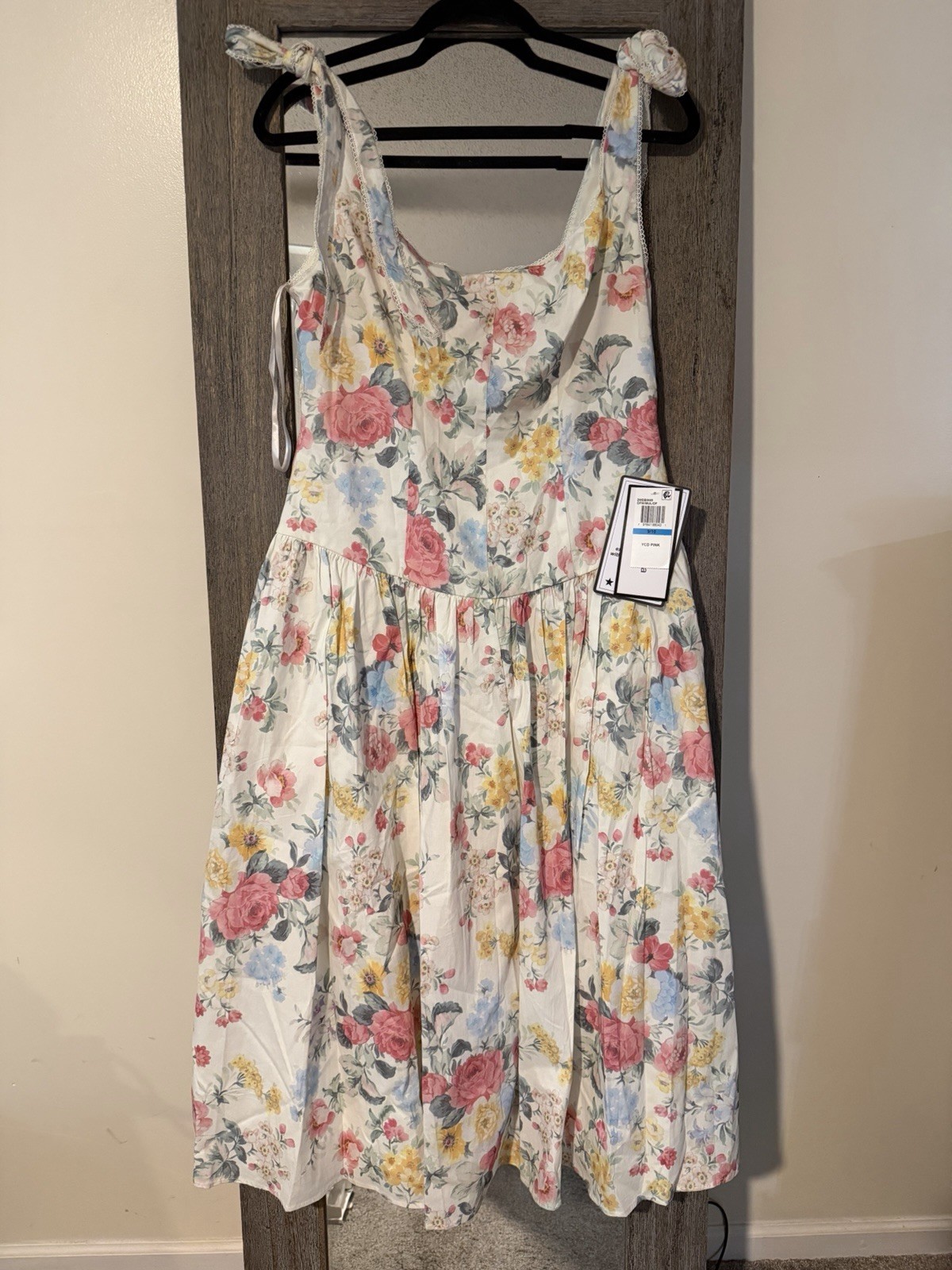 Alex & Sophia Square Neck Floral Poplin Midi Dress 9/10 White Multi