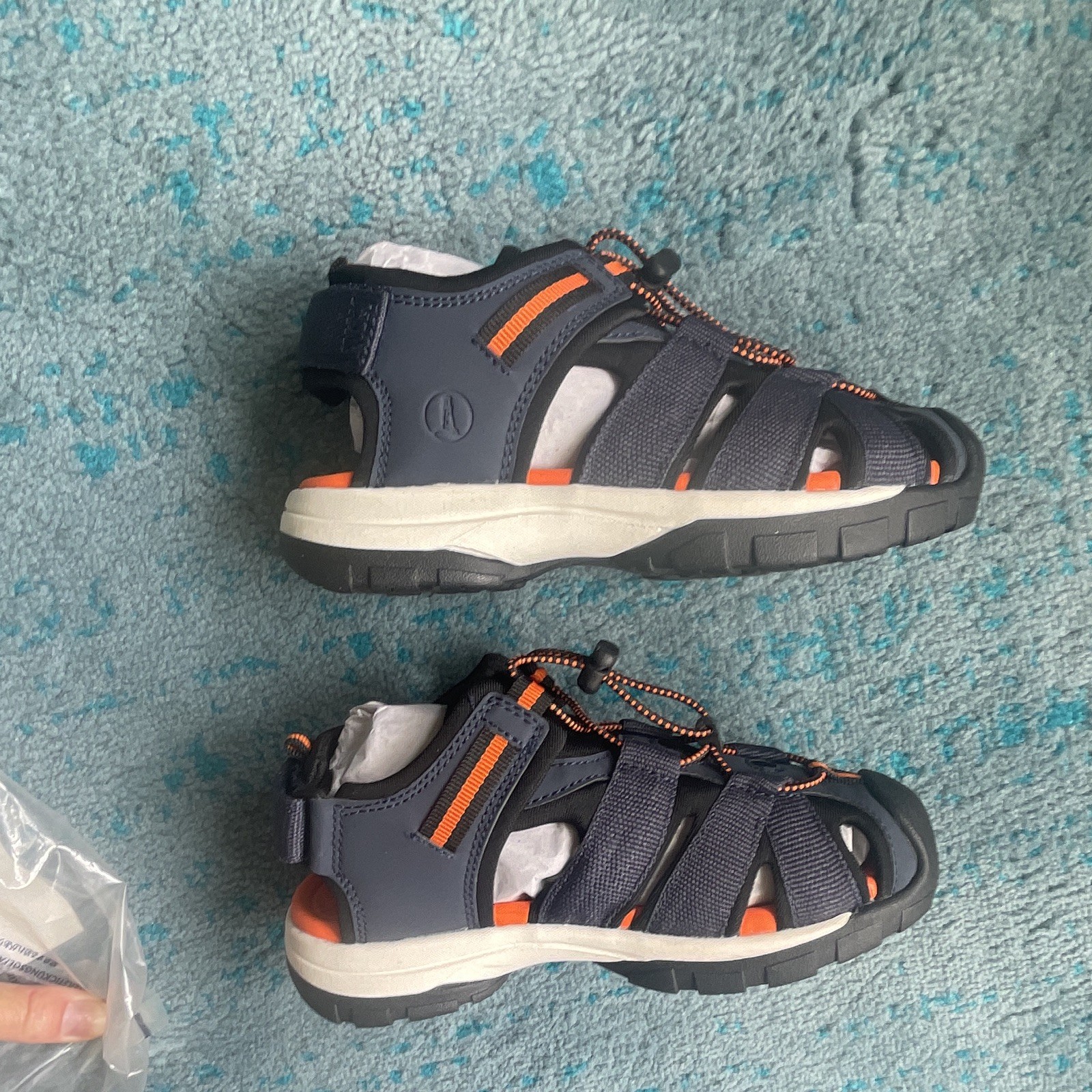 Lands’ End All Weather Closed Toe Sandals Navy/Orange Kids US 12 EU 30
