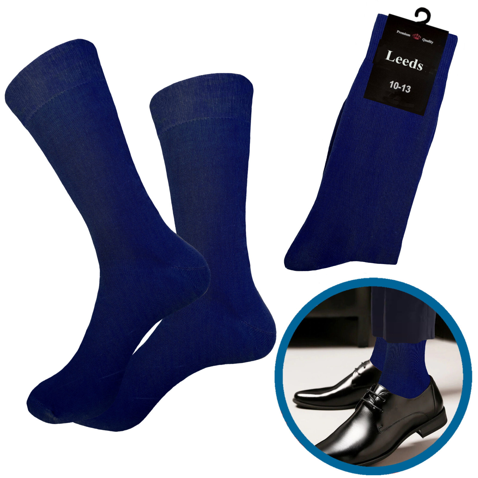 12 Pair Dress Socks Solid Colors NATURAL COTTON Formal Socks 10-13