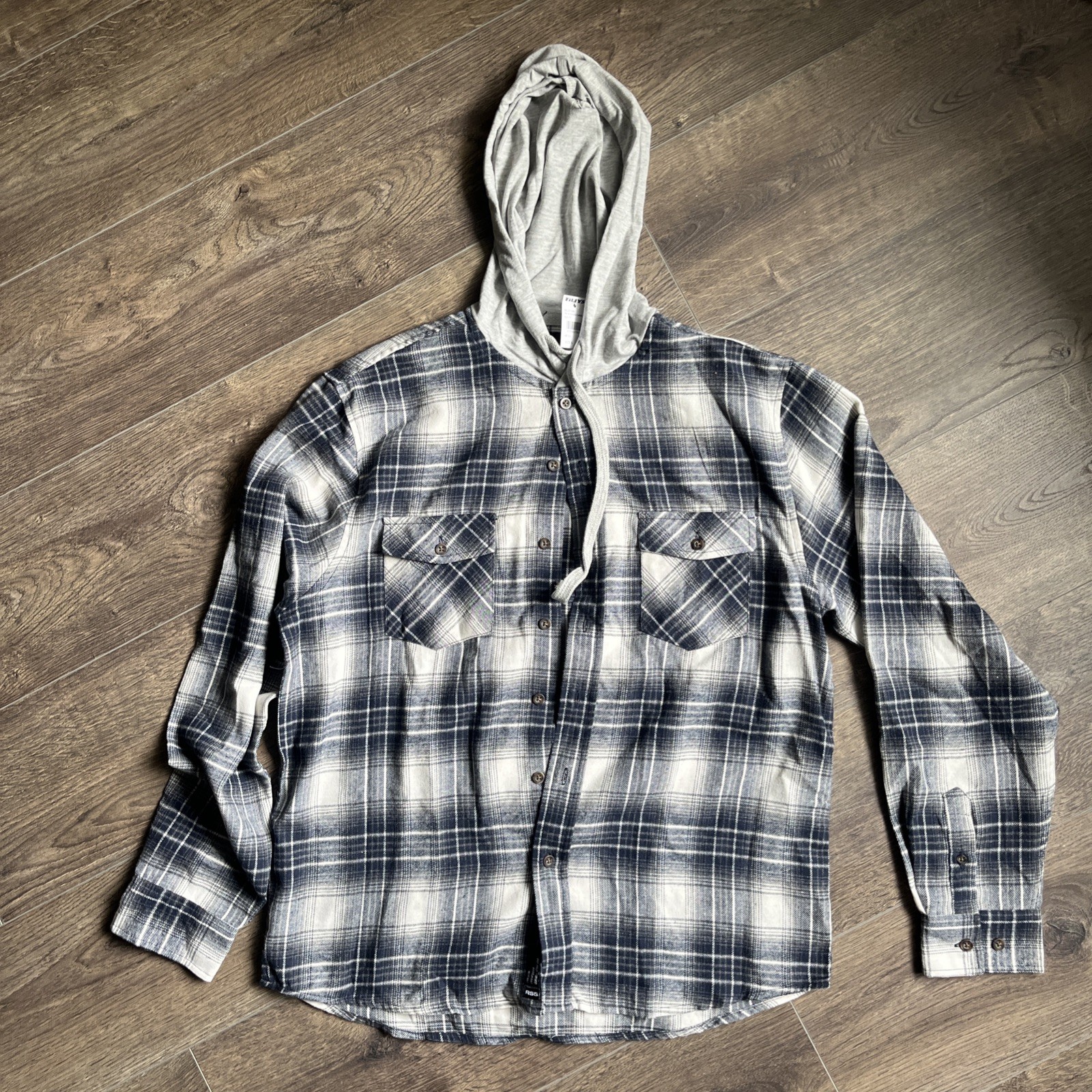 RSQ Hooded Flannel Shirt Men’s Size Small Navy NWT C002-004