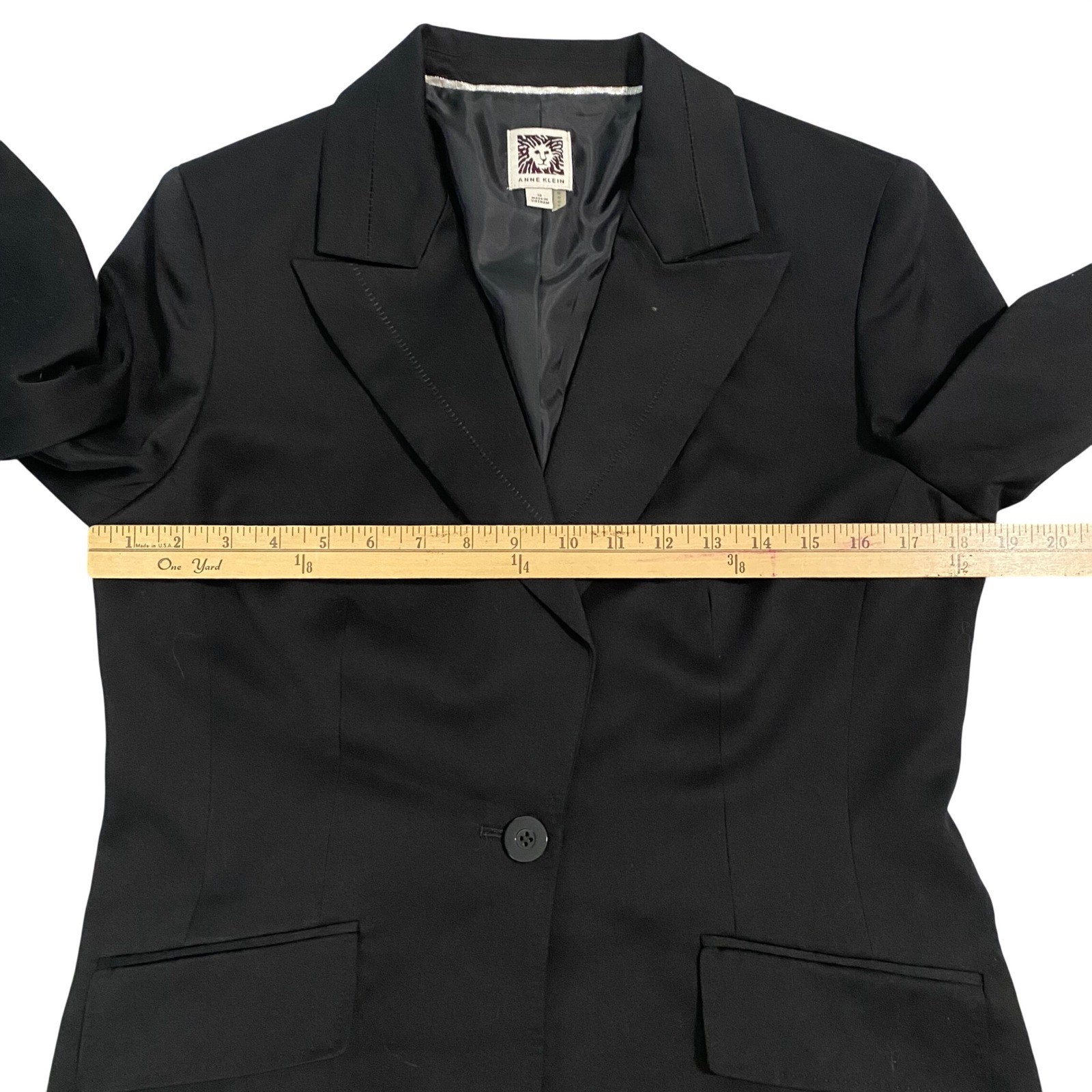 Anne Klein Suit Womens Onyx Black 2PC Blazer and Pants Set E78M12B0376 Size 10