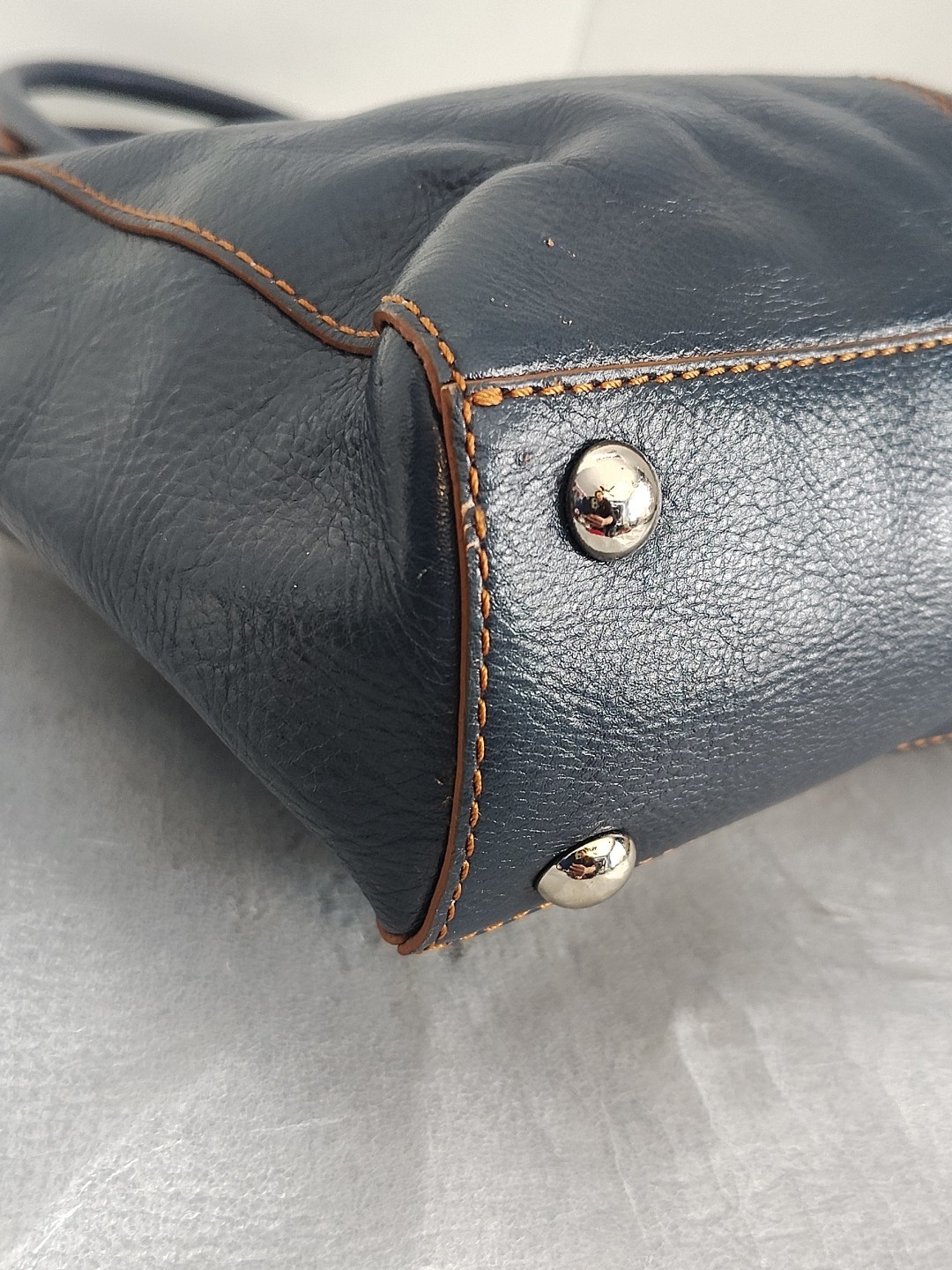 NEW Hobo International BLANCA Polished/Glaze Leather Satchel Top Handle Bag NAVY