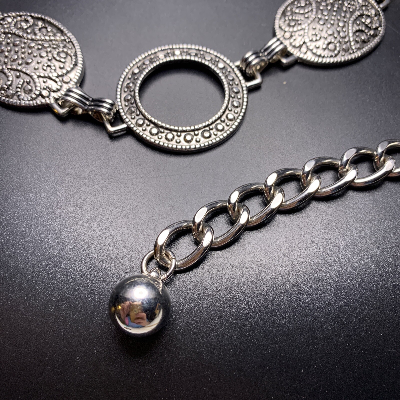 Silver Tone Belt Textured Adjustable 32 33 34 35 36 37 38 39 40 41 42 Inch