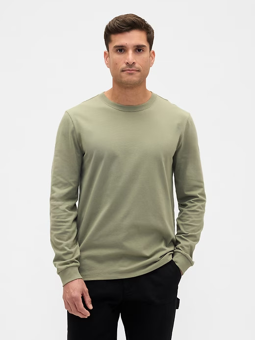 NWT GAP Everyday Soft Long-Sleeve T-Shirt Shirt 100% cotton Walden Green Men M